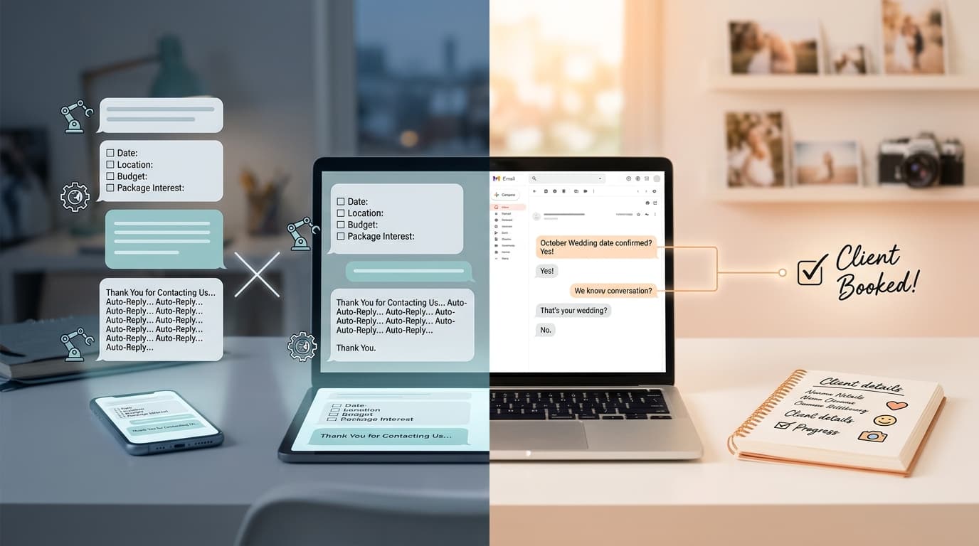 Photography inquiry automation mistakes that make replies feel robotic