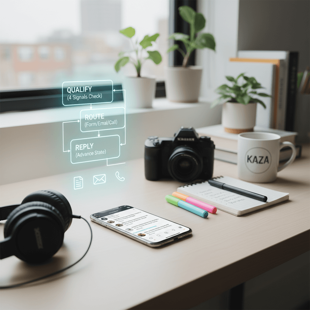 Decision framework for handling Instagram photography inquiries without living in the app