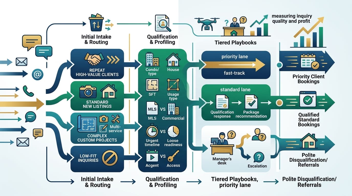 Advanced inquiry handling workflow for real estate photographers