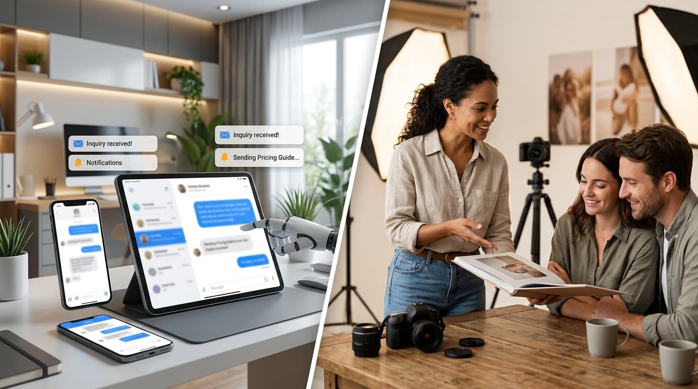Anonymized photographer inquiry exchange teardown showing what to automate in the booking process