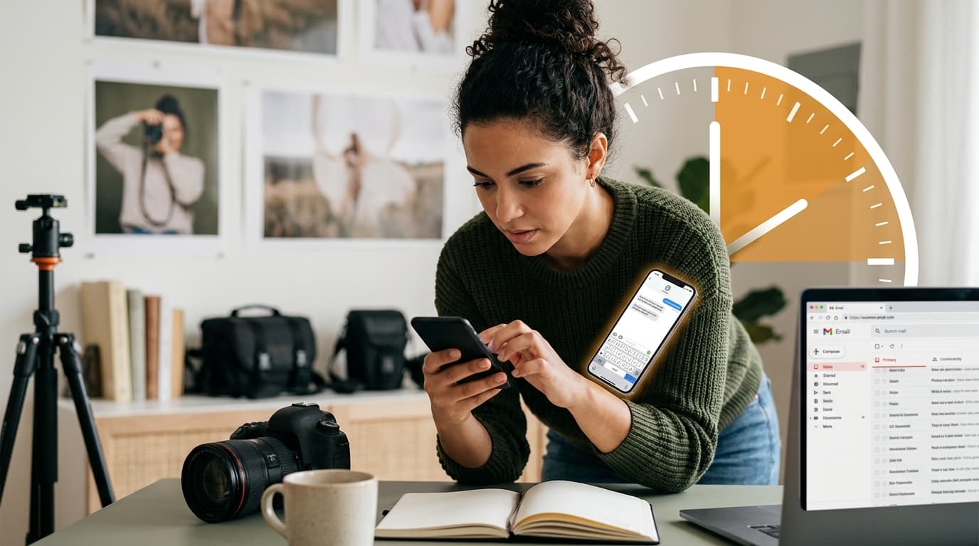Photographer managing inquiry response time during the first hour