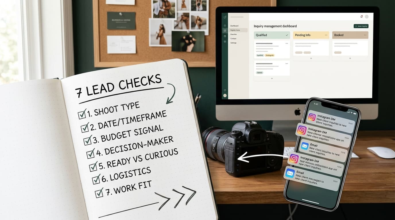 Lead qualification checklist for photographers before replying to inquiries