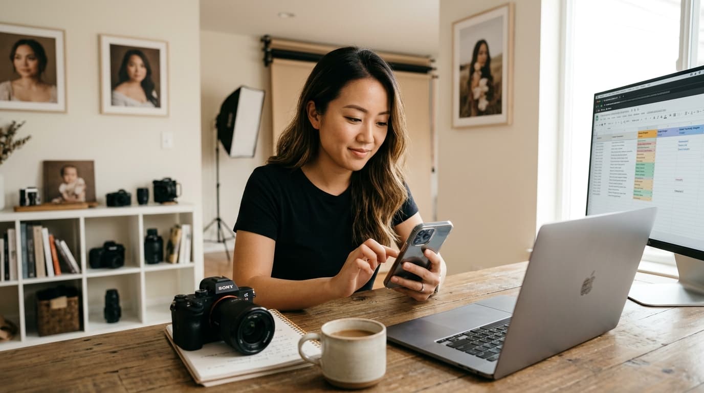 Photographer managing Instagram DM inquiries and converting leads into bookings
