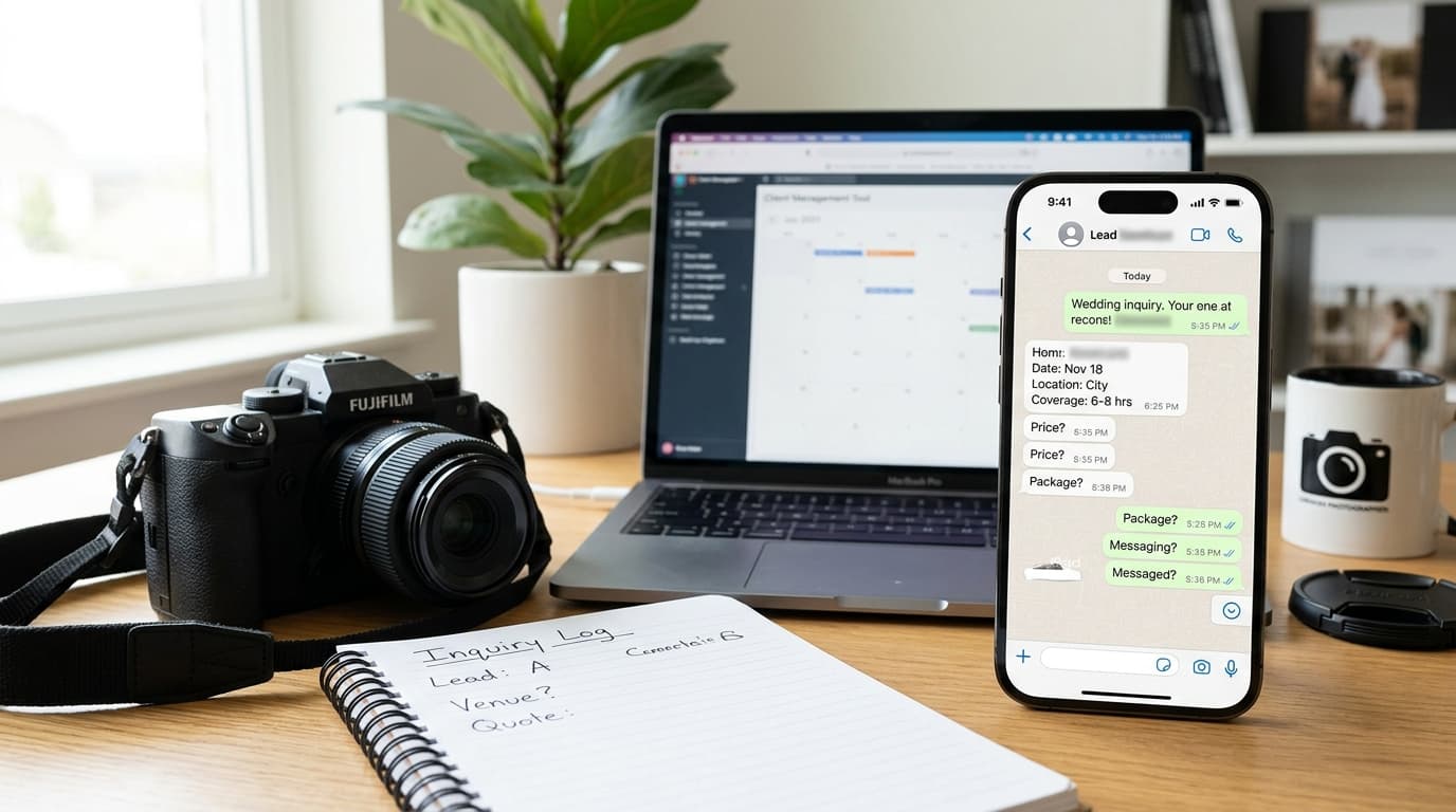 Anonymized WhatsApp inquiry teardown for photographers managing client messages